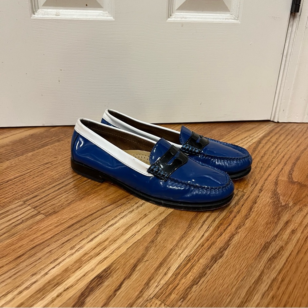 G.H. Bass & Co Weejuns Wayfarer Penny Loafers Womens 7 M Blue White Black Retro